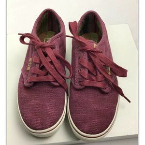 Vans Off The Wall Youth Red Canvas Low Top Skateboard Snickers Red Sz 3.5